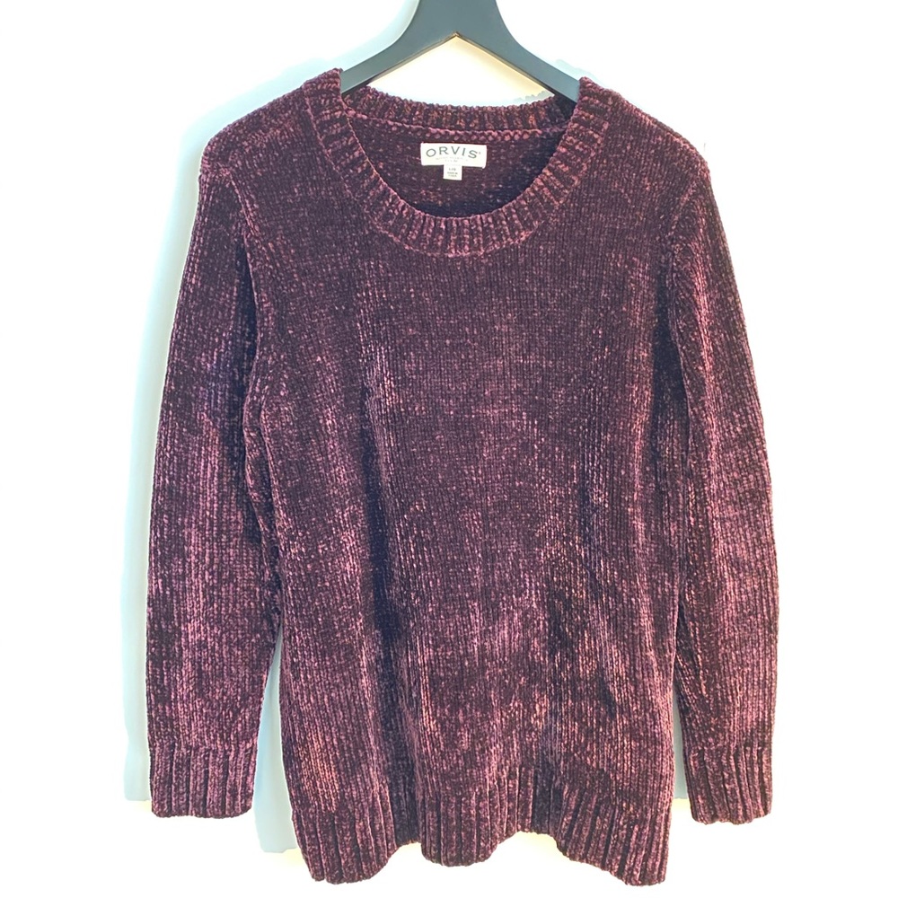 ORVIS Deep Purple Chenille Sweater Large - Picture 2 of 7
